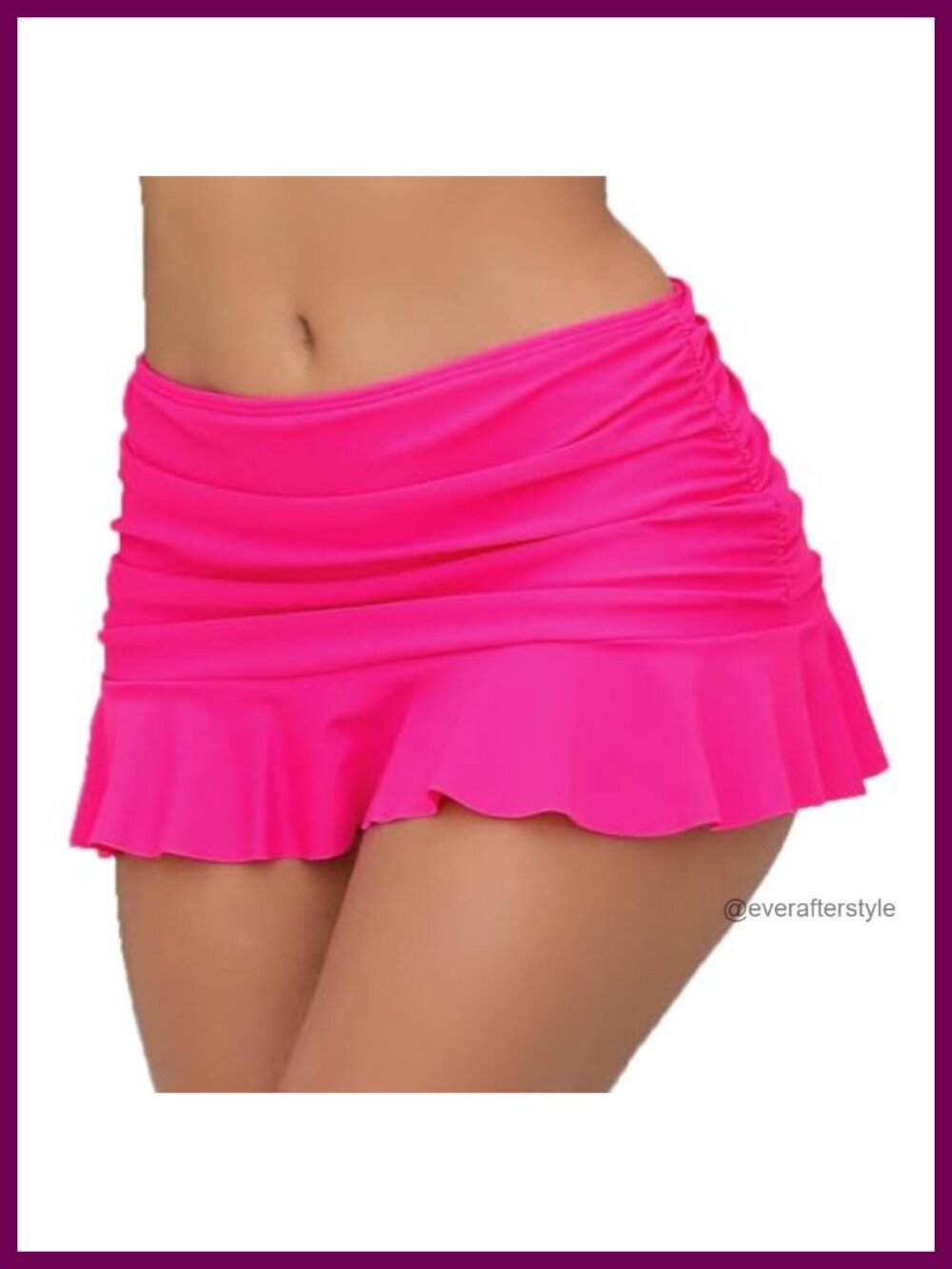 Mid Waisted Ruched Ruffle Swim Skirt with Hipster Built-in Brief